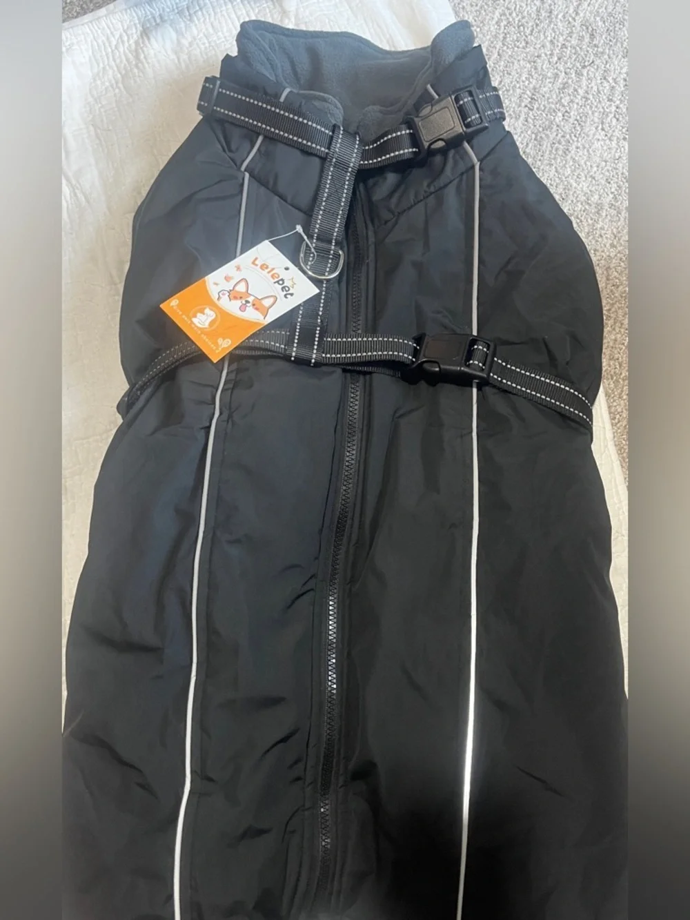 Lelepet Coat For Large Dogs Waterproof W/Harness Built In Reflective XL 917-12